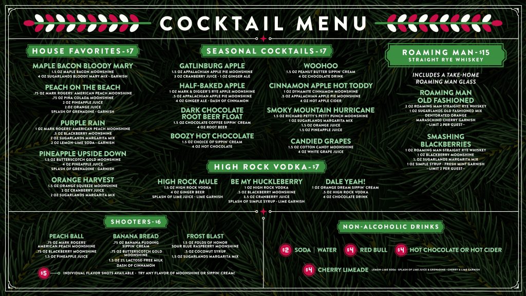 Sugarlands Cocktail Bar Winter Menu